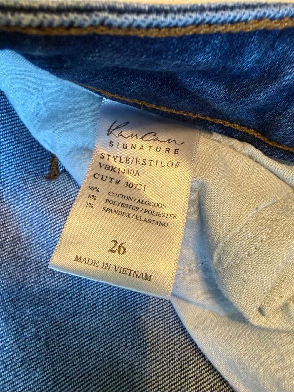 KanCan Dark Blue Distressed Skinny Jeans with Frayed Hem - Picture 2 of 3